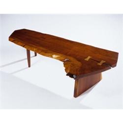 George Nakashima, "Slab #1" Coffee Table, 1984, cherry with walnut butterfly keys, signed and dat...
