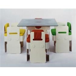 various properties, Max Clendining, Dining table and four chairs, ca. 1966, from the Maxima serie...