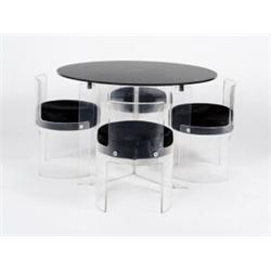Cesare Casati and, Emanuel Ponzio, Set of four dining chairs and table, ca. 1968, manufactured by...