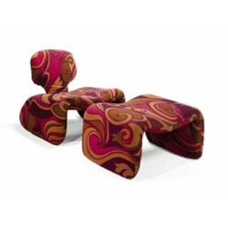 Property from a new york collection, Olivier Mourgue, "Djinn" Chair and Ottoman,, ca. 1960s, desi...