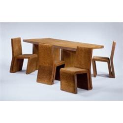 Frank Gehry, Dining Table and Four Chairs,, ca. 1973, from the Easy Edges series, manufactured by...