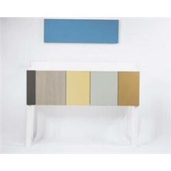 Lloyd Schwan, Buffet, 1997, Formica-laminated wood and, white-painted metal legs; together, with ...