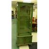 Image 1 : Green Painted Lighted Curio Cabinet with G...