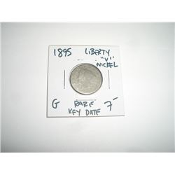 1895 *RARE KEY DATE* LIBERTY "V" NICKEL RED BOOK VALUE $7.00+ *NICE EARLY GOOD GRADE*!!
