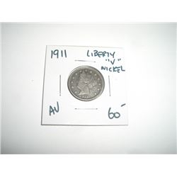1911 *RARE AU HIGH GRADE* LIBERTY "V" NICKEL RED BOOK VALUE $60.00+ *NICE EARLY AU HIGH GRADE*!!