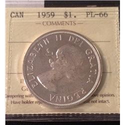 1959 Canada Silver Dollar ICCS PL66