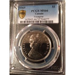 1969 Canada 1 Dollar - PCGS MS-66 (Pop 2 !!)