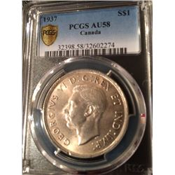 1937 Canada Dollar PCGS AU58