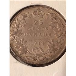 1914 Canada 25 Cent (F-VF)