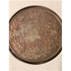 1918 Canada 25 Cent (F-VF)