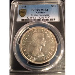 1958 Canada Dollar PCGS MS61