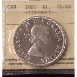 1961 Canada Silver Dollar ICCS PL66