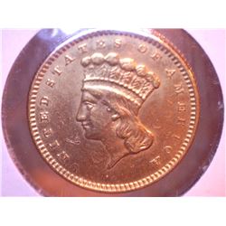 US 1856 Slant 5 variety One Dollar Gold VF30