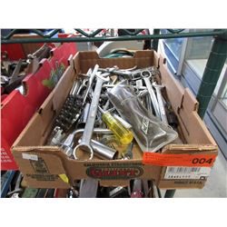 Box of used wrenches & other hand tools