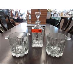 Glass decanter with 2 ice buckets