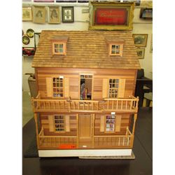 Wood Doll House & Contents