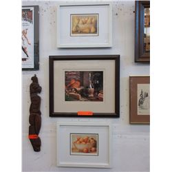 3 Framed still life prints
