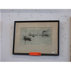 Herbert Raine block print "A Misty Day"