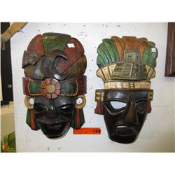 2 Carved Mexican wood masks