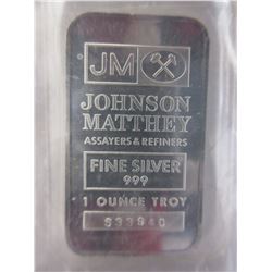 Scarce! 1 Troy Oz. Johnson Matthey .999 Silver Bar