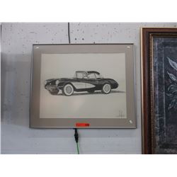 1990 Pencil drawing of a Corvette