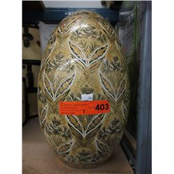 3 Oversized glazed ceramic egg figurines