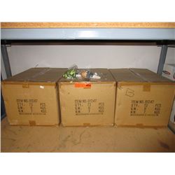 3 Cases of painted clay garden stakes