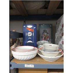 Used computer tower, dishware & snowman ornament