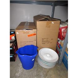 Case of plastic flower buckets