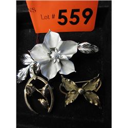 3 Vintage "Bond Boyd" Sterling Silver brooches
