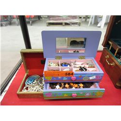 2 Used jewelry boxes & contents