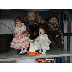 4 Collectible dolls with bisque heads