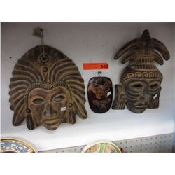 2 Pottery & 1 wood wall decorations