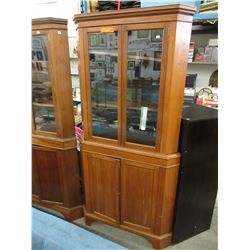 Wood corner cabinet with key