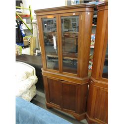 Wood corner cabinet with key