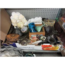 Box of decorative household objects - some vintage