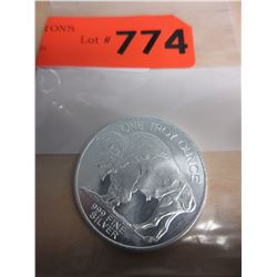 Buffalo/ Indian Head Motif Silver Art Round