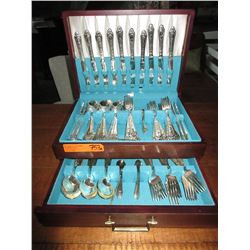Used Italian silver plated flatware in chest
