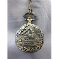 New - Bronze Tone Train Motif Pocket Watch