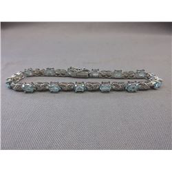 6 CT Oval Blue Topaz & Diamond Tennis Bracelet