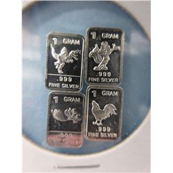 New - 4 x .999 Fine Silver 2016 Art Bars