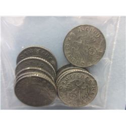 10 WWII Eagle & Swastika zinc coins