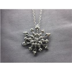 .925 Silver &  Diamond Snowflake Necklace