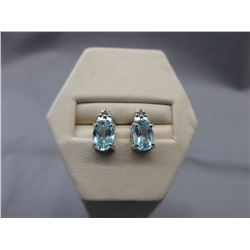 New - Blue Topaz & Diamond Stud Earrings