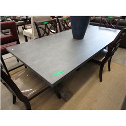 New - Dining table with grey metal wrapped top