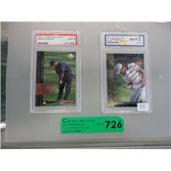 2 Graded 2001 Upper Deck golf cards