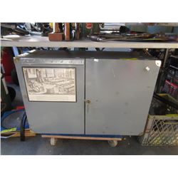 Used wood tool cabinet with key