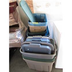 10 Used plastic totes - most with lids
