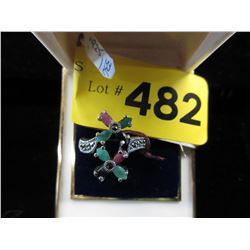Silver, gemstone, & marcasite ring