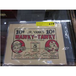 Vintage "Jr. Yank's" Wawky-Tawky" string phone